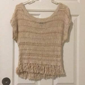 American Eagle Off The Shoulder Blouse With Fringe